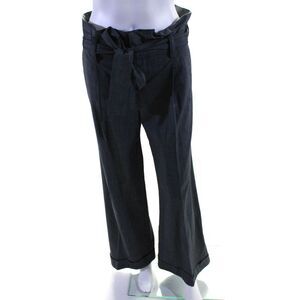 Remy Hall Womens Striped Hook & Eye Belted High Rise Pleated Pants Gray Size 4